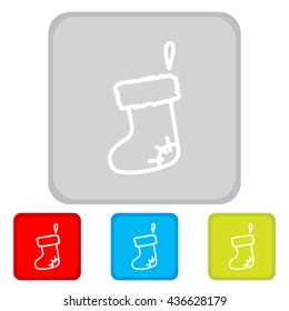 Web line icon. Christmas boot for gifts, Santa's boot