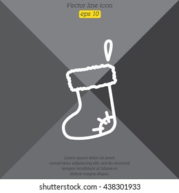 Web line icon. Christmas boot for gifts, Santa's boot