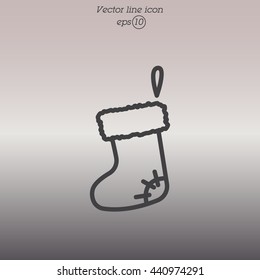 Web line icon. Christmas boot for gifts, Santa's boot