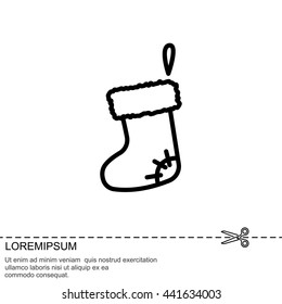 Web line icon. Christmas boot for gifts, Santa's boot