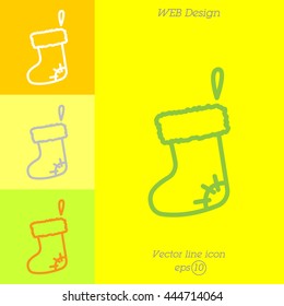 Web line icon. Christmas boot for gifts, Santa's boot
