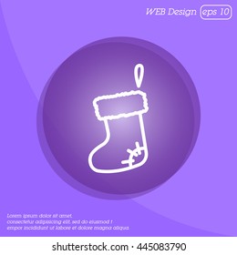 Web line icon. Christmas boot for gifts, Santa's boot