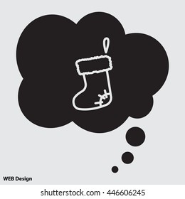 Web line icon. Christmas boot for gifts, Santa's boot