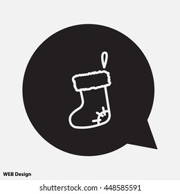 Web line icon. Christmas boot for gifts, Santa's boot