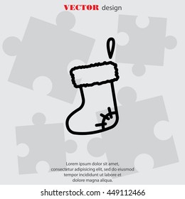 Web line icon. Christmas boot for gifts, Santa's boot