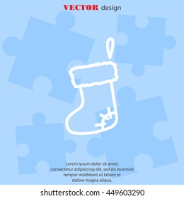 Web line icon. Christmas boot for gifts, Santa's boot