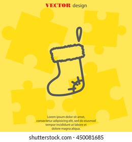 Web line icon. Christmas boot for gifts, Santa's boot