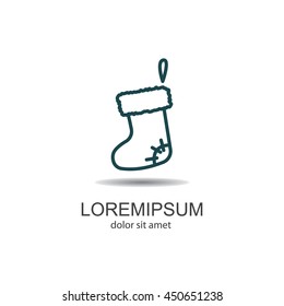 Web line icon. Christmas boot for gifts, Santa's boot