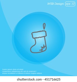 Web line icon. Christmas boot for gifts, Santa's boot
