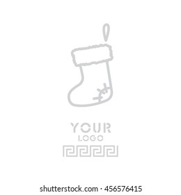 Web line icon. Christmas boot for gifts, Santa's boot