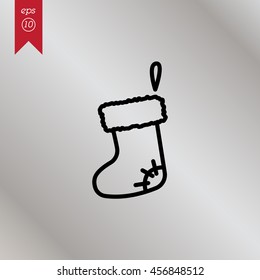 Web line icon. Christmas boot for gifts, Santa's boot