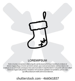 Web line icon. Christmas boot for gifts, Santa's boot