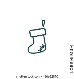 Web line icon. Christmas boot for gifts, Santa's boot