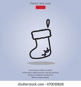 Web line icon. Christmas boot for gifts, Santa's boot