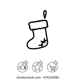 Web line icon. Christmas boot for gifts, Santa's boot