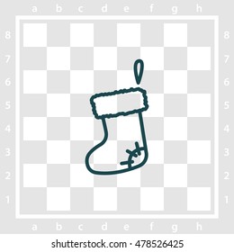 Web line icon. Christmas boot for gifts, Santa's boot