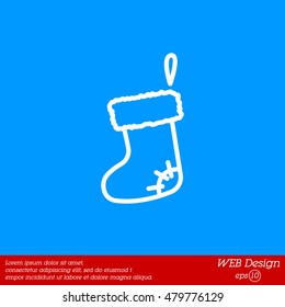 Web line icon. Christmas boot for gifts, Santa's boot