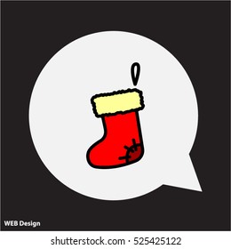 Web line icon. Christmas boot for gifts, Santa's boot