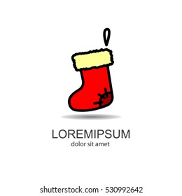 Web line icon. Christmas boot for gifts, Santa's boot