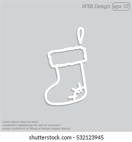 Web line icon. Christmas boot for gifts, Santa's boot