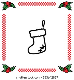 Web line icon. Christmas boot for gifts, Santa's boot