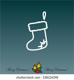 Web line icon. Christmas boot for gifts, Santa's boot