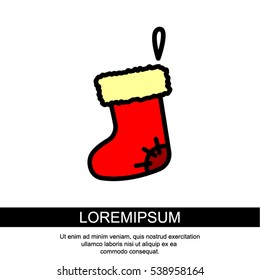 Web line icon. Christmas boot for gifts, Santa's boot