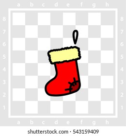 Web line icon. Christmas boot for gifts, Santa's boot