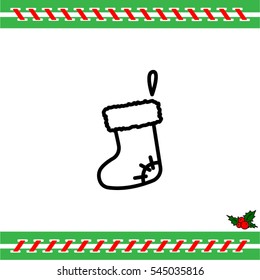 Web line icon. Christmas boot for gifts, Santa's boot