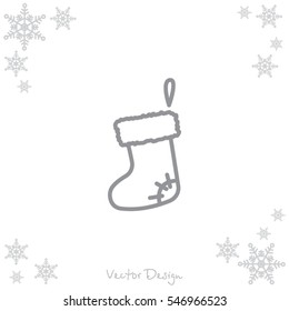 Web line icon. Christmas boot for gifts, Santa's boot