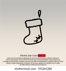 Web line icon. Christmas boot for gifts, Santa's boot