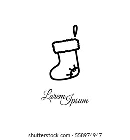 Web line icon. Christmas boot for gifts, Santa's boot