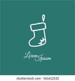 Web line icon. Christmas boot for gifts, Santa's boot