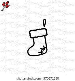 Web line icon. Christmas boot for gifts, Santa's boot