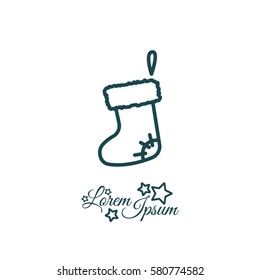 Web line icon. Christmas boot for gifts, Santa's boot