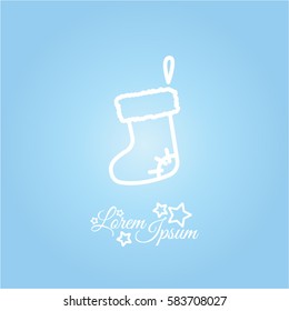 Web line icon. Christmas boot for gifts, Santa's boot