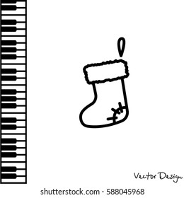 Web line icon. Christmas boot for gifts, Santa's boot