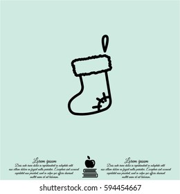 Web line icon. Christmas boot for gifts, Santa's boot