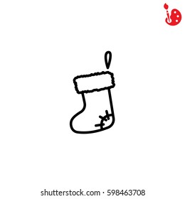 Web line icon. Christmas boot for gifts, Santa's boot