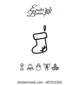 Web line icon. Christmas boot for gifts, Santa's boot