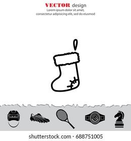 Web line icon. Christmas boot for gifts, Santa's boot