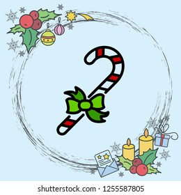 Web line icon. Christmas candy
