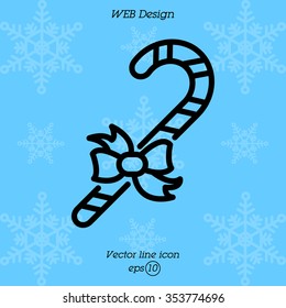 Web line icon. Christmas candy