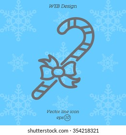 Web line icon. Christmas candy