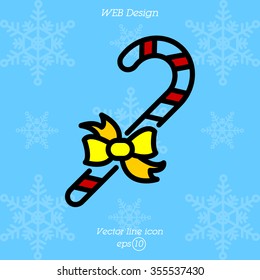 Web line icon. Christmas candy