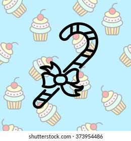 Web line icon. Christmas candy