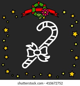 Web line icon. Christmas candy
