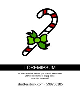 Web line icon. Christmas candy