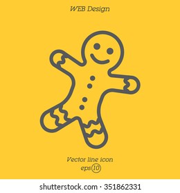 Web line icon. Christmas gingerbread