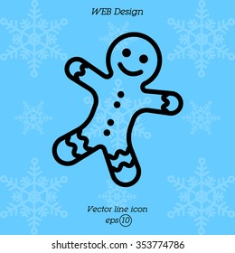 Web line icon. Christmas gingerbread